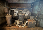 Condensing unit with compressor and dual fans