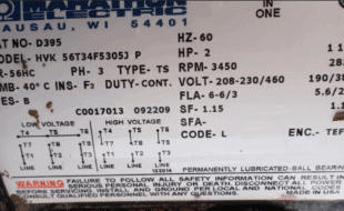 3008 Correct 2 Hp Motor Tag - Dairy Train Classifieds